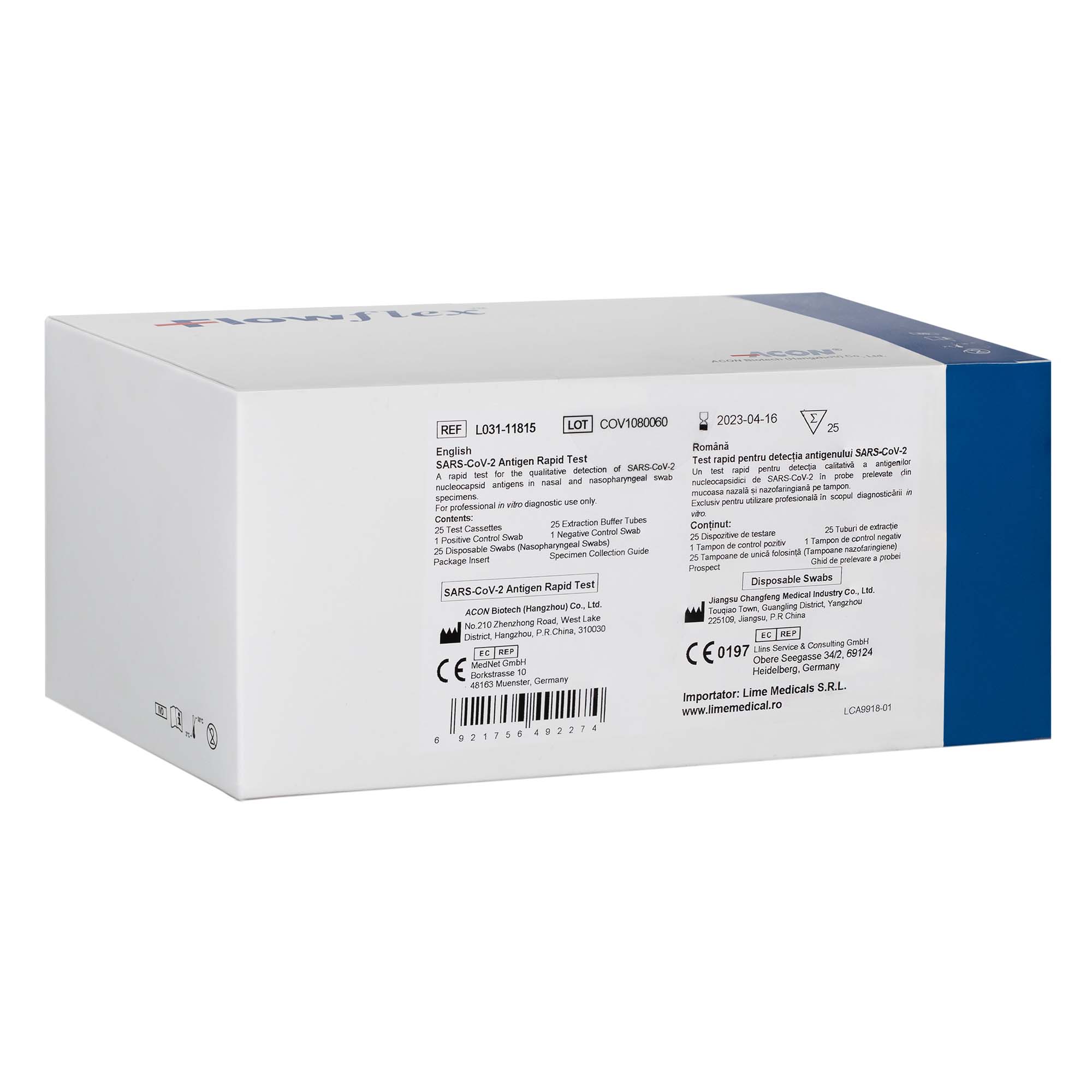 Teste Rapide COVID-19 Antigen,Nazal, Flowflex, Acon Biotech, set 25 Teste/cutie 4