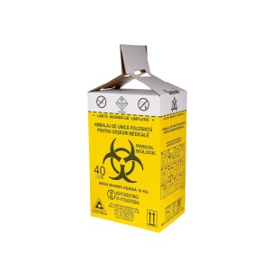 Cutii carton pentru deseuri medicale infectioase cu saci inclusi 40L