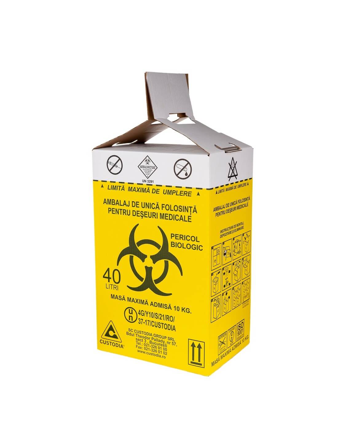 Cutii carton pentru deseuri medicale infectioase cu saci inclusi 40L 1