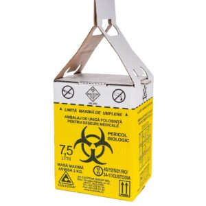 Cutii carton pentru deseuri medicale infectioase cu saci inclusi 7.5L