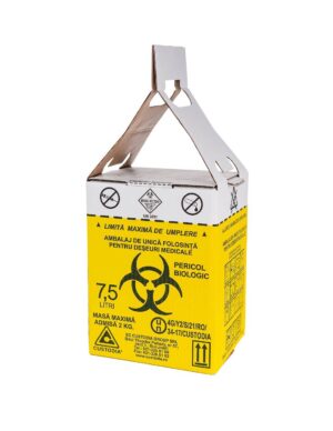 Cutii carton pentru deseuri medicale infectioase cu saci inclusi 7.5L