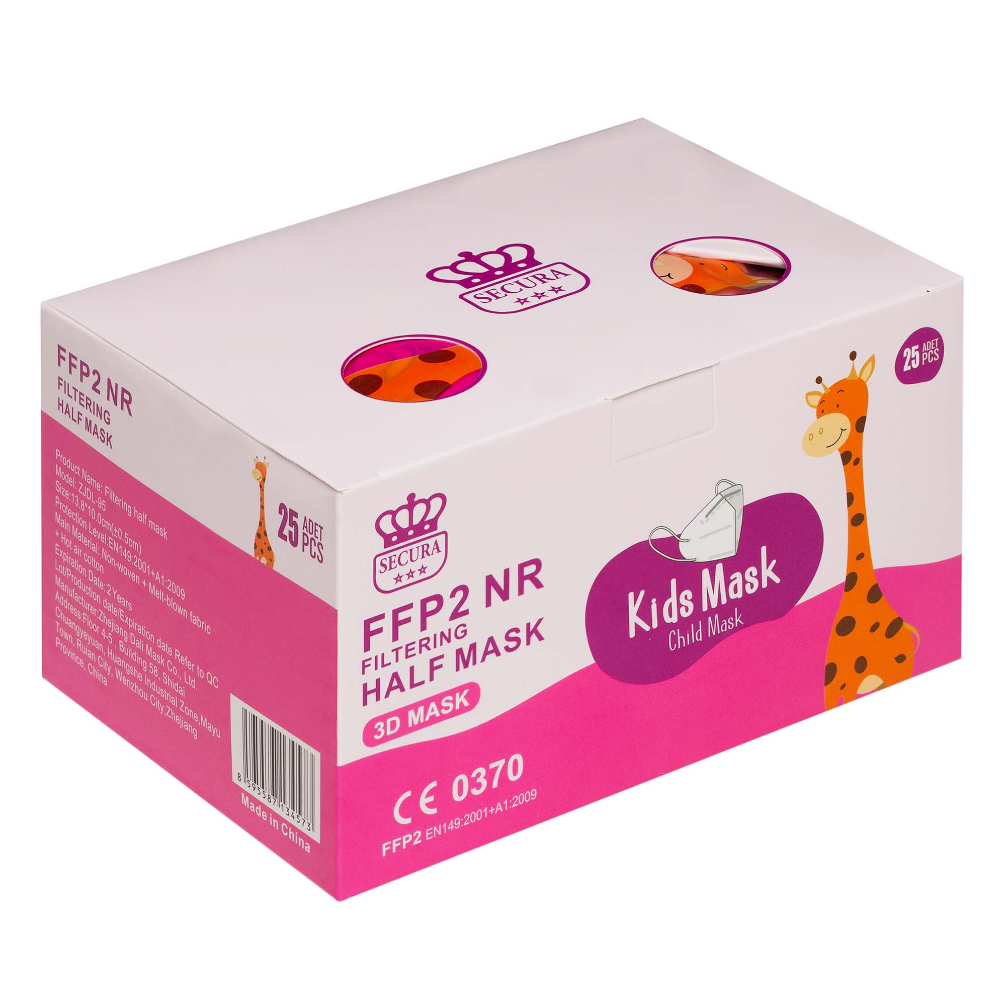 Masti FFP2 copii rosii cu ciupercute cutie 25 buc 3
