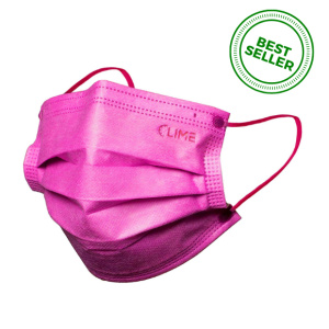 Masti medicale Tip IIR 4 straturi Full Color, de unica folosinta, cutie 50 bucati, Lime Medical, Fuchsia.