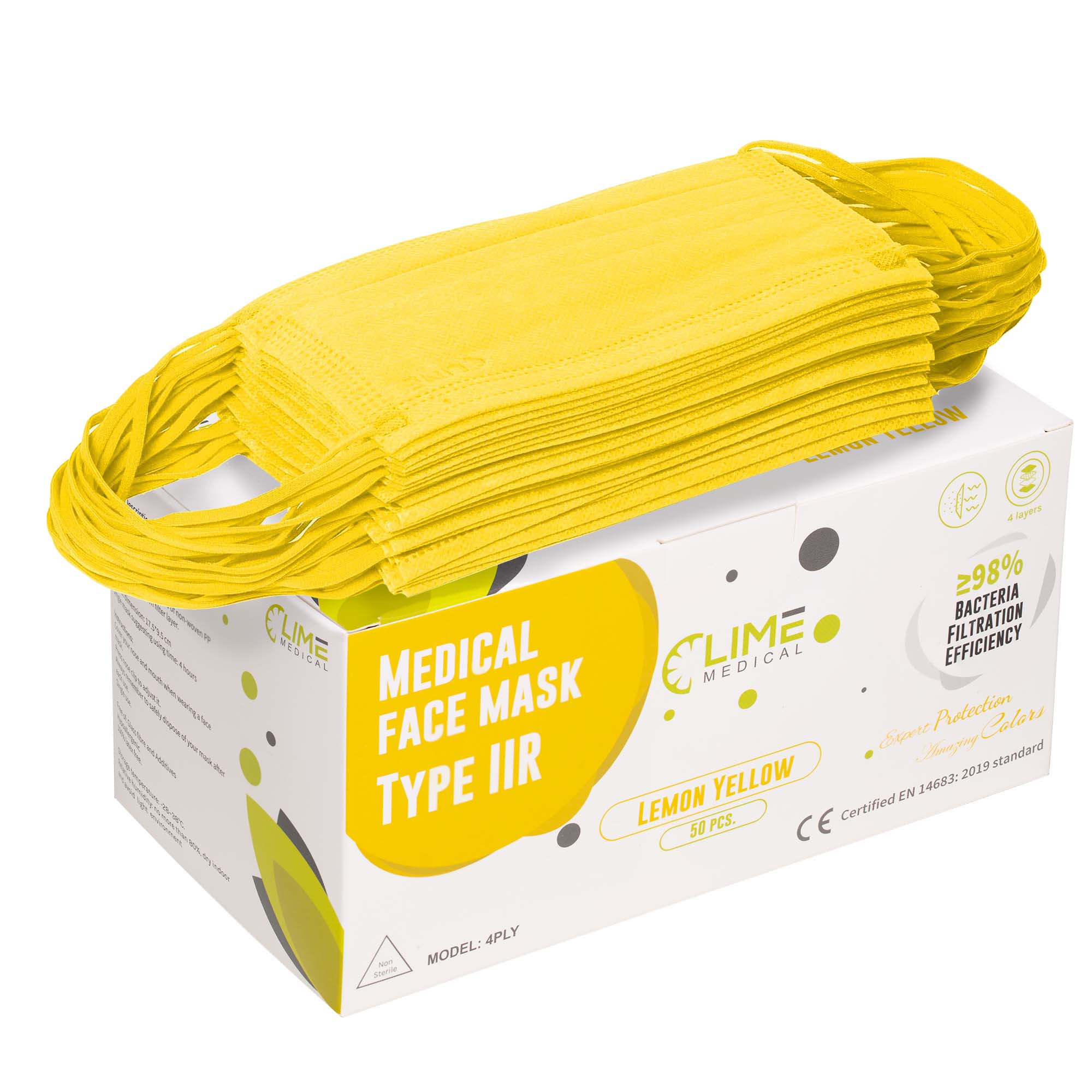 Masti Chirurgicale 4 straturi Tip IIR Full Color Lemon Yellow - LIME 3