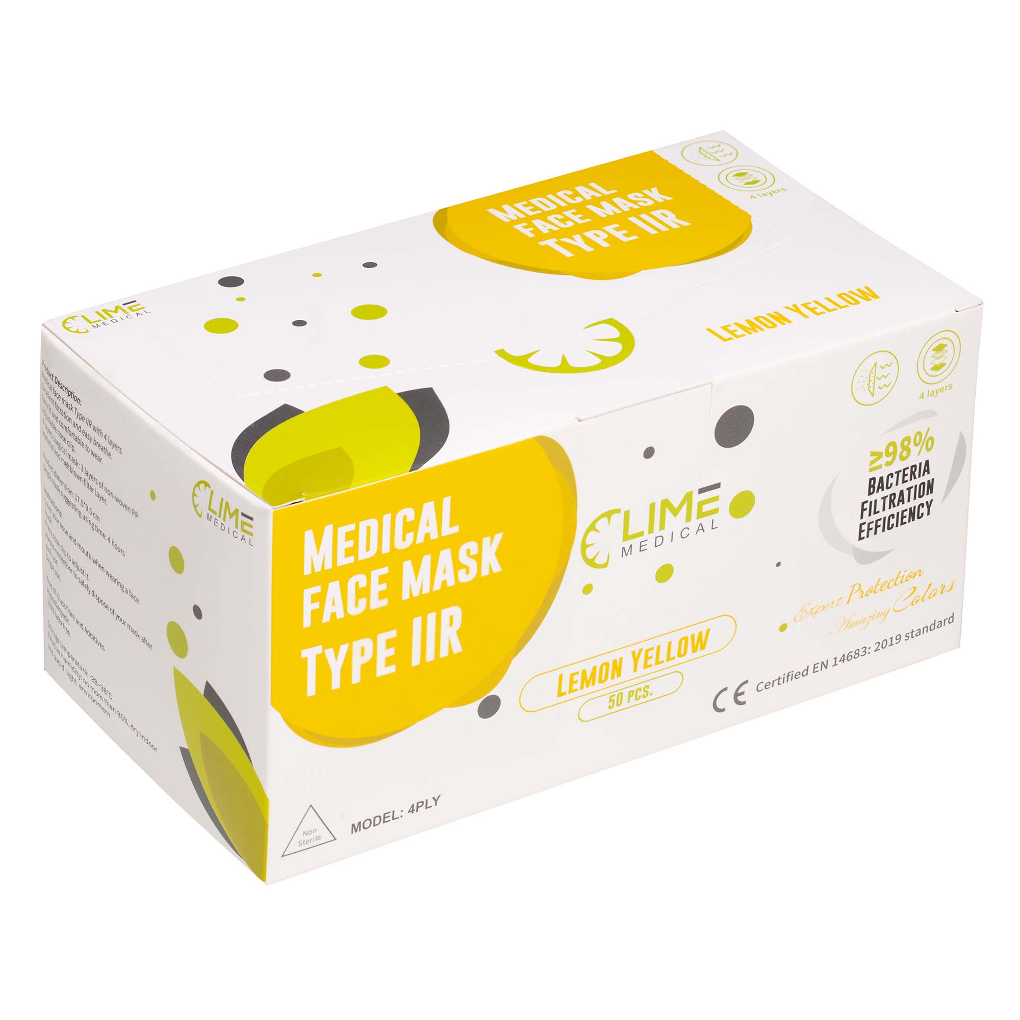 Masti Chirurgicale 4 straturi Tip IIR Full Color Lemon Yellow - LIME 5