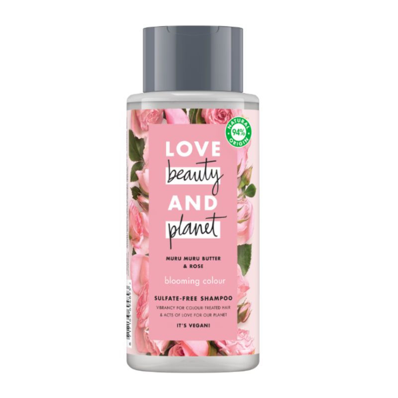 Sampon Love Beauty and Planet Blooming Colour Muru Muru Butter & Rose pentru par vopsit, 400 ml