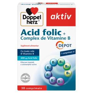 Supliment alimentar Doppelherz ACID FOLIC + B-COMPLEX, 30 comprimate Supliment alimentar Doppelherz ACID FOLIC + B-COMPLEX, 30 comprimate