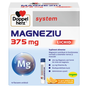 Supliment Alimentar Doppelherz System Magneziu Lichid 375 mg, 10 flacoane unidoza,
