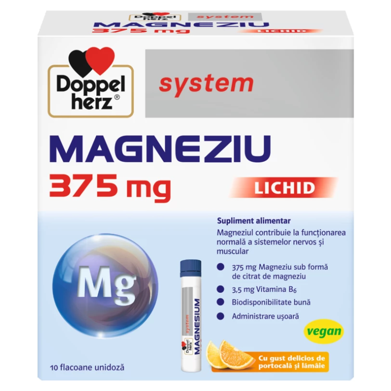 Magneziu Lichid 375 mg, 10 fiole unidoza, Doppelherz system