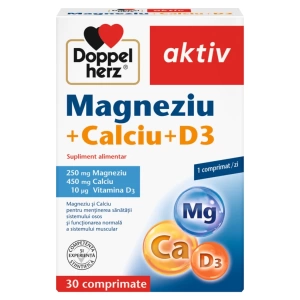 Supliment alimentar Magneziu, Calciu Vitamina D3, 30 comprimate