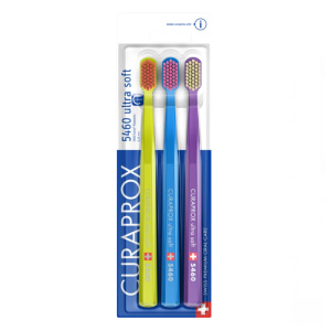 Set 3 periute de dinti 5460 Ultra Soft, verde-albastru-mov, Curaprox Set 3 periute de dinti 5460 Ultra Soft, verde-albastru-mov, Curaprox