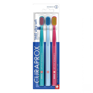 Set 3 periute de dinti 5460 Ultra Soft, verde-albastru-rosu, Curaprox Set 3 periute de dinti 5460 Ultra Soft, verde-albastru-rosu, Curaprox