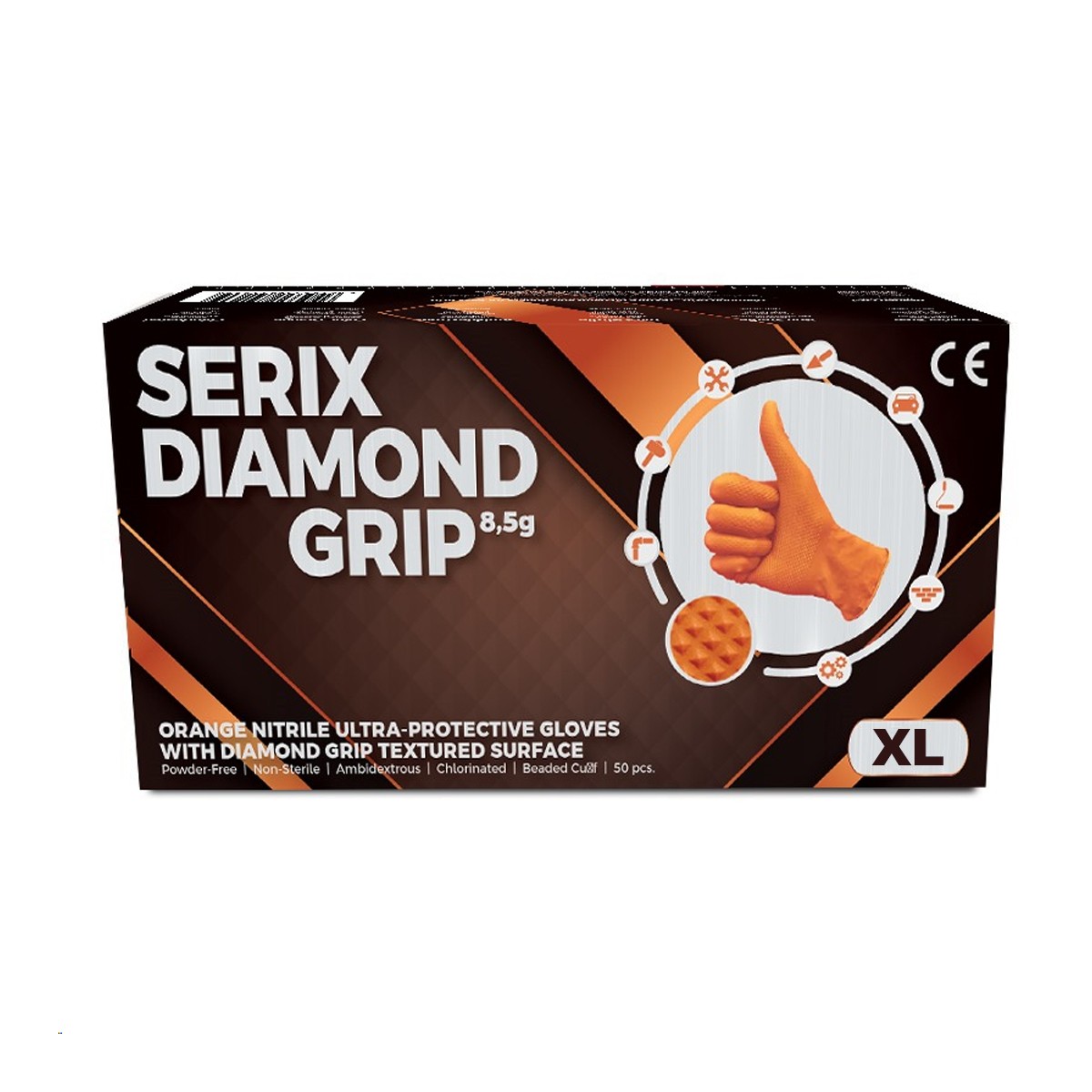 manusi-de-nitril-textura-diamond-grip-85-gr-nepudrate-portocalii-xl-50-buc-serix