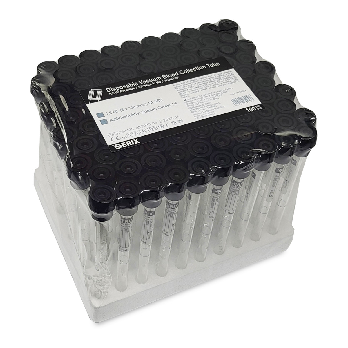 set-100-vacutainere-vsh-negru-16-ml-sticla-serix